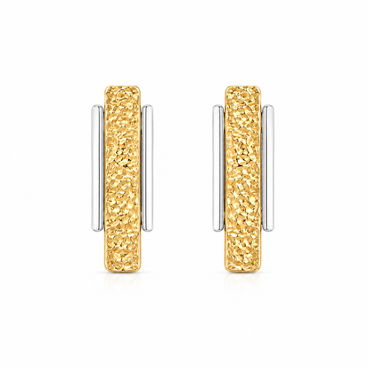 Brinco Retangular Duo Mix de Banho Ouro 18k