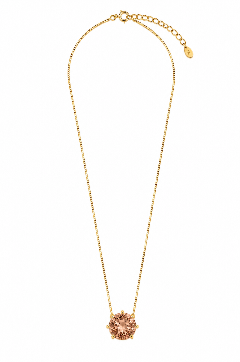 Colar Ponto de Luz Zircônia Citrino Ouro 18k
