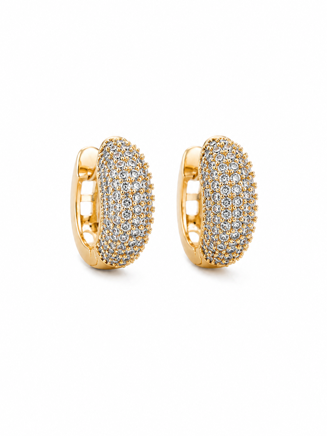 Brinco Argola Cravejada Fancy 5 Fileiras Zircônia G Ouro 18k