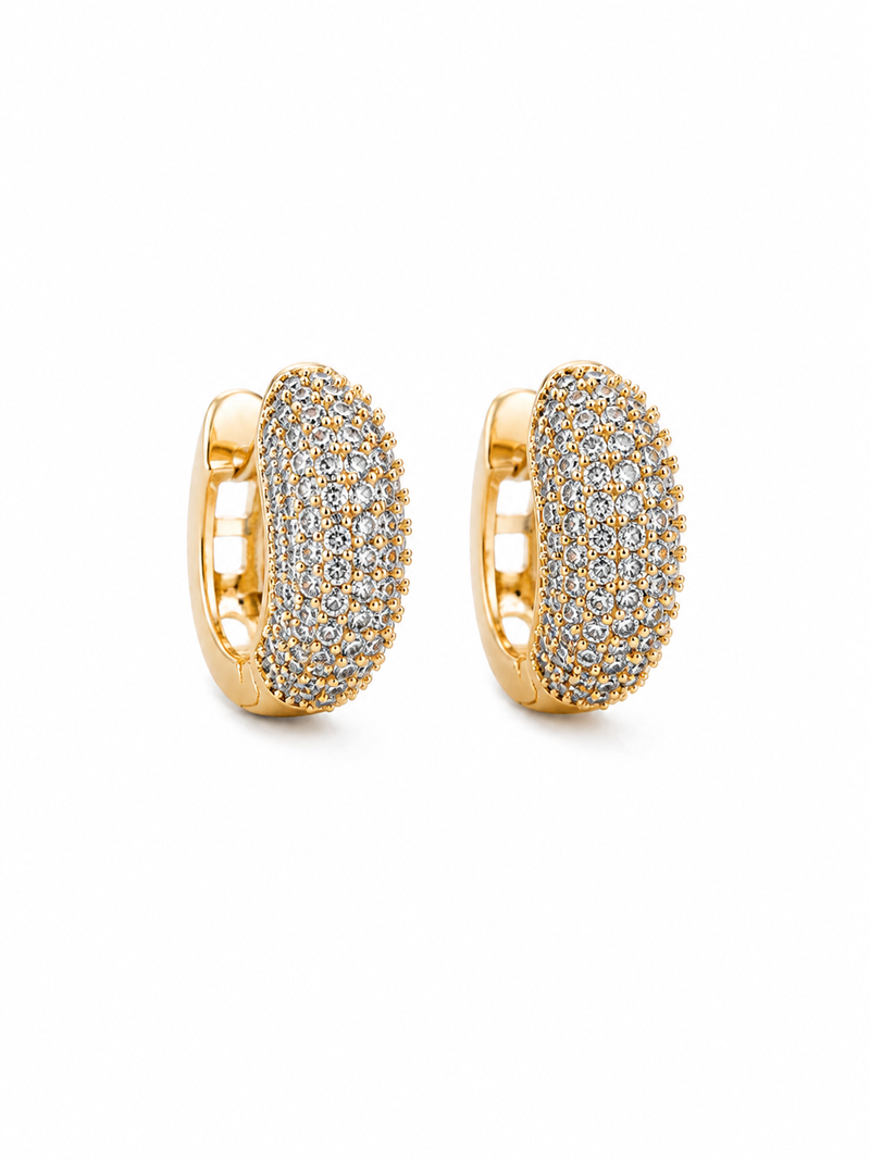 Brinco Argola Cravejada Fancy 5 Fileiras Zircônia G Ouro 18k