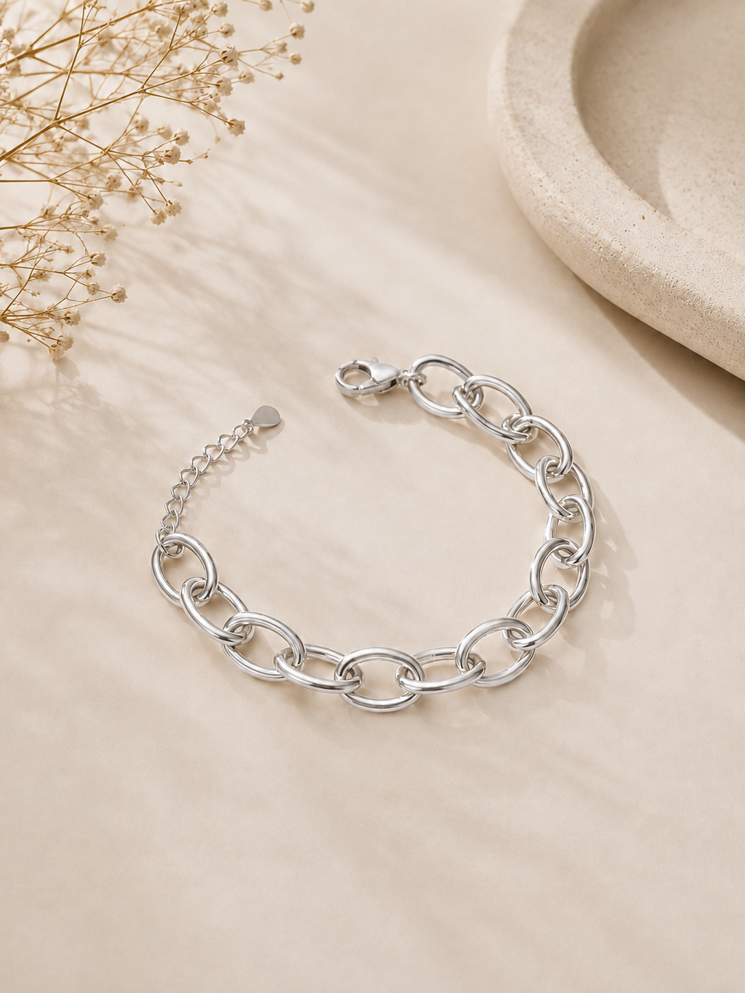 Pulseira Elo G Ródio Branco