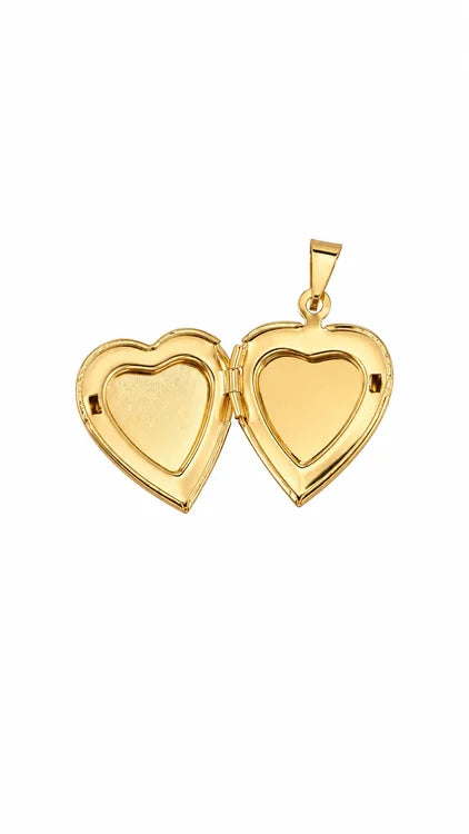 Pingente Relicário Coração com Bordas Trabalhadas Ouro 18k