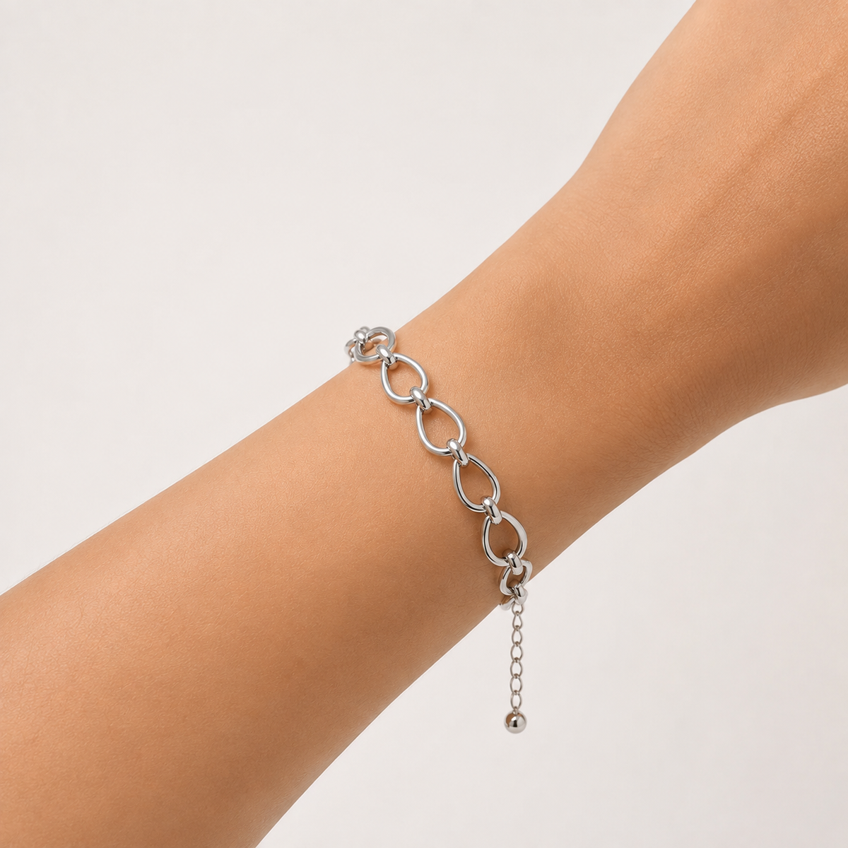 Pulseira Elo Gota G Ródio Branco