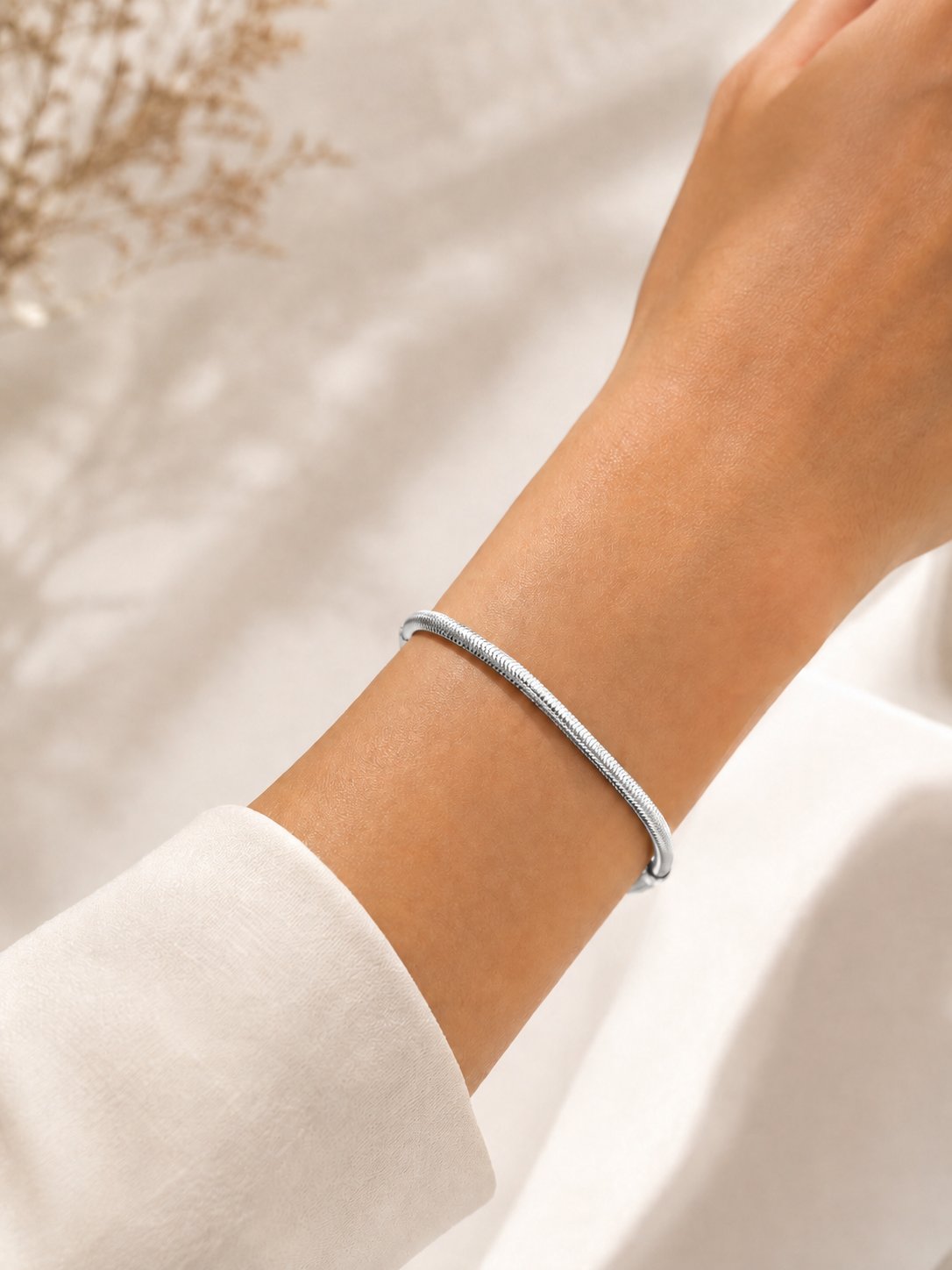 Pulseira Fio Alemão 3mm Ródio Branco