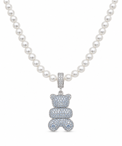 Scarlat SKU 14994 foto 1 | Colar Teddy com Pérola e Cravejado Ródio Branco