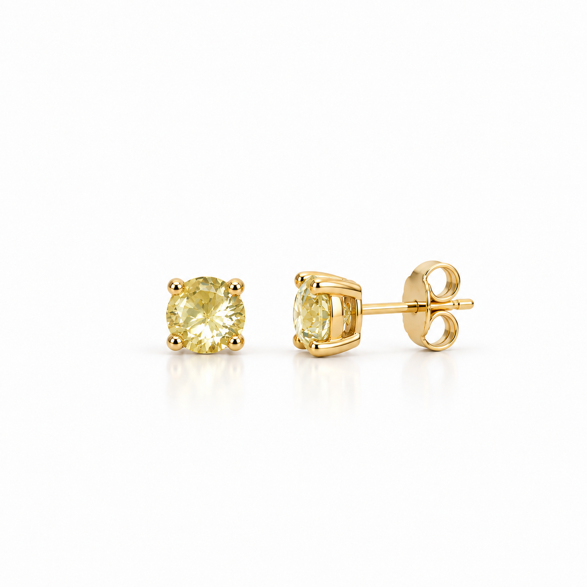 Brinco Ponto de Luz Citrino 8mm Ouro 18k