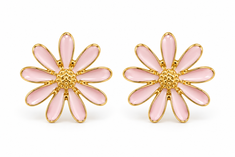 Brinco Dália Esmaltado Ouro 18k