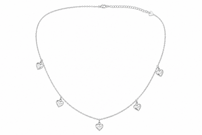 Choker Cartier Coração Chapinha Trabalhado Ródio Branco