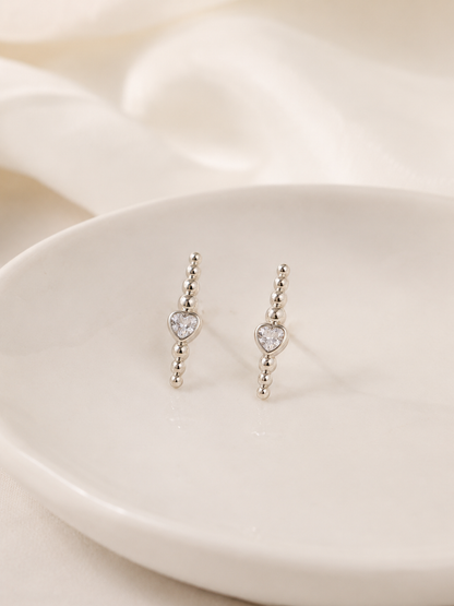 Brinco Ear Hook Coração Prata 925