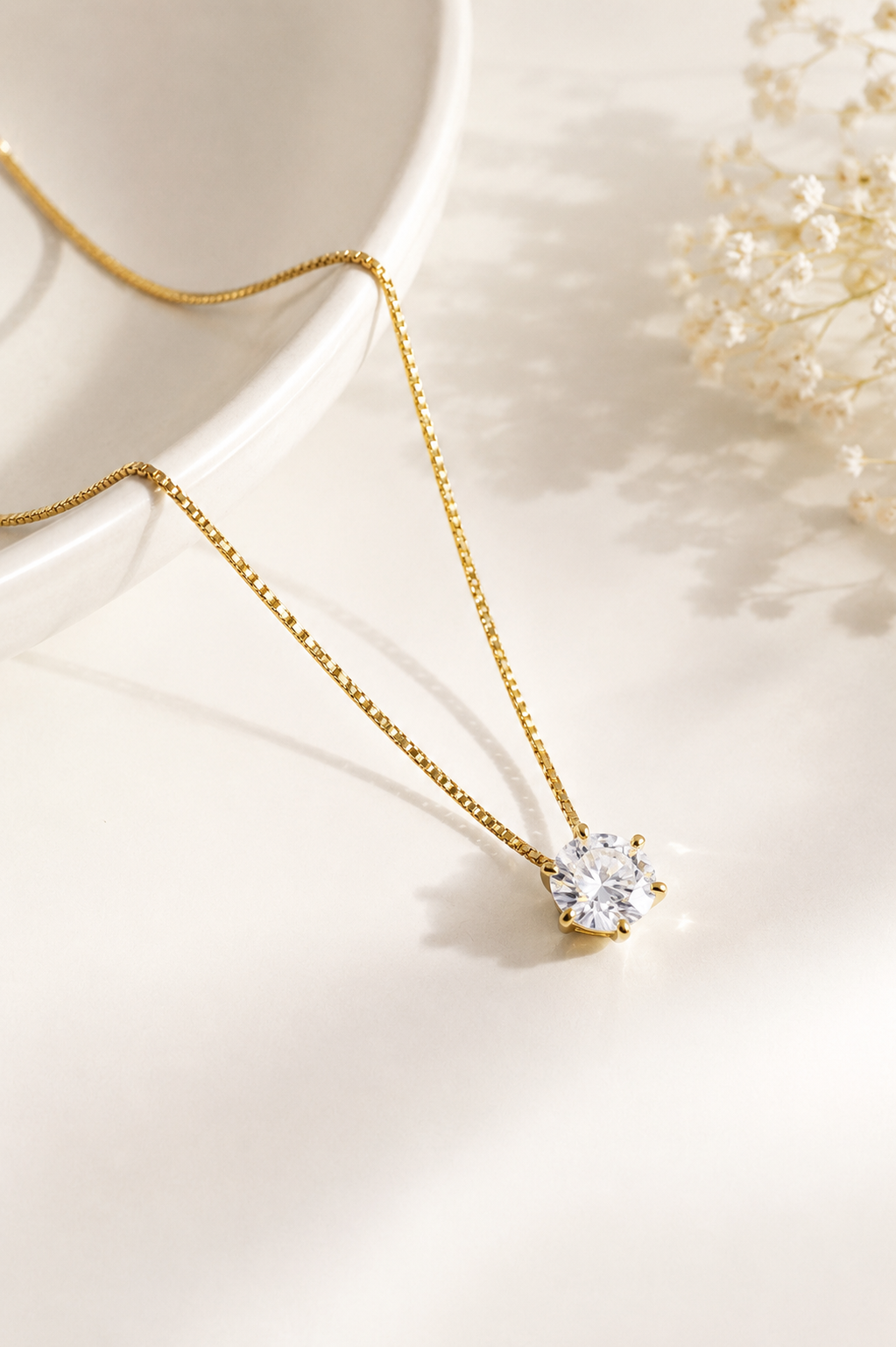Colar Ponto de Luz Zircônia Cristal Ouro 18k