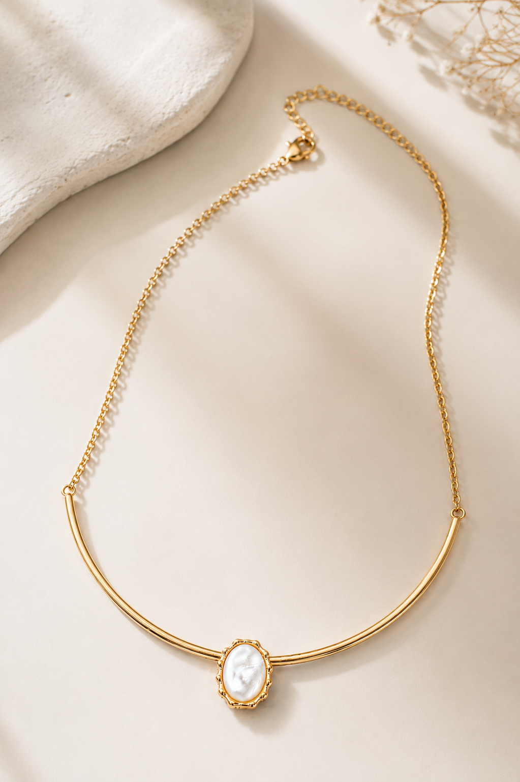 Colar Aro da Deusa Madre Pérola Ouro 18k