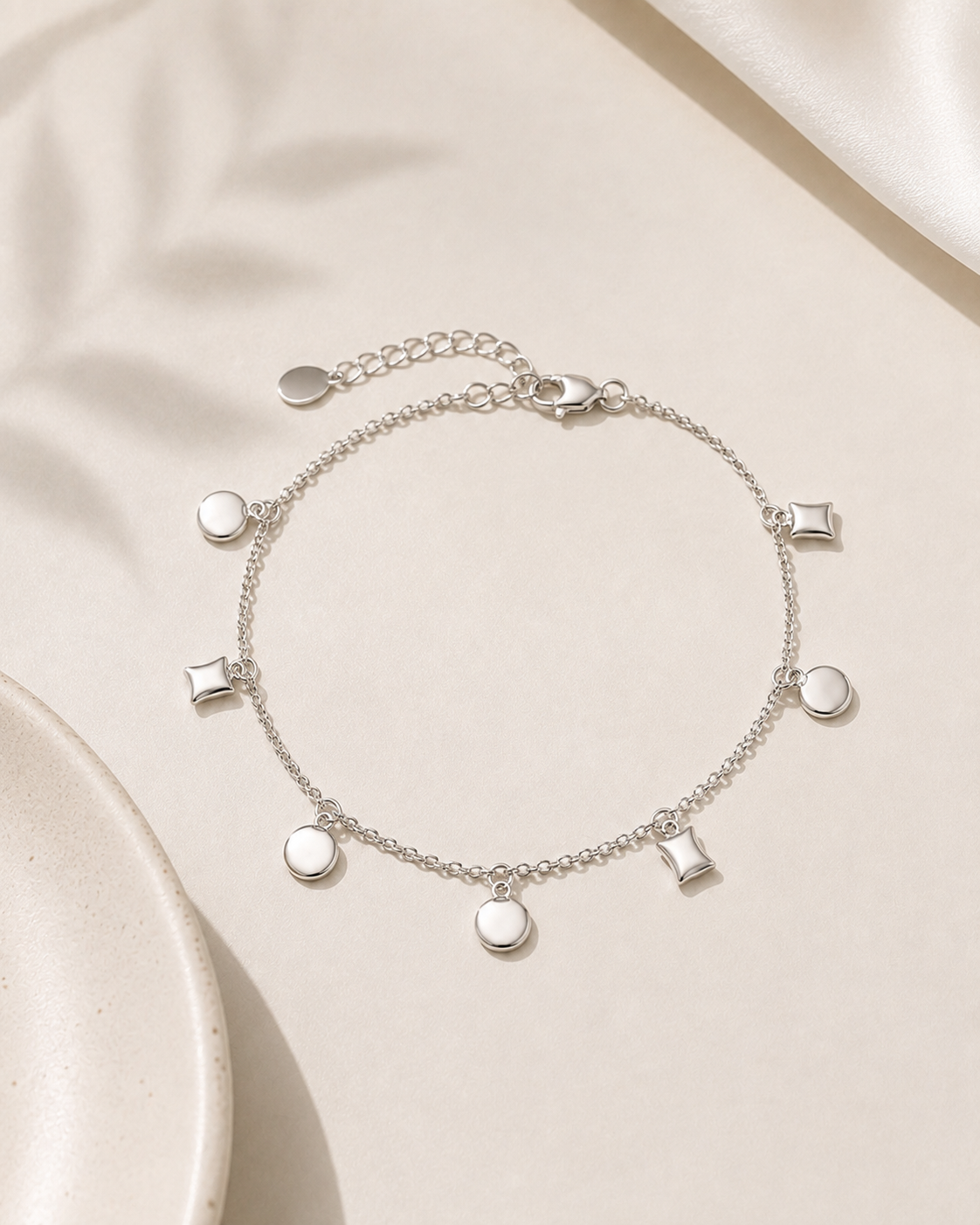 Pulseira Bola e Quadrado Prata 925