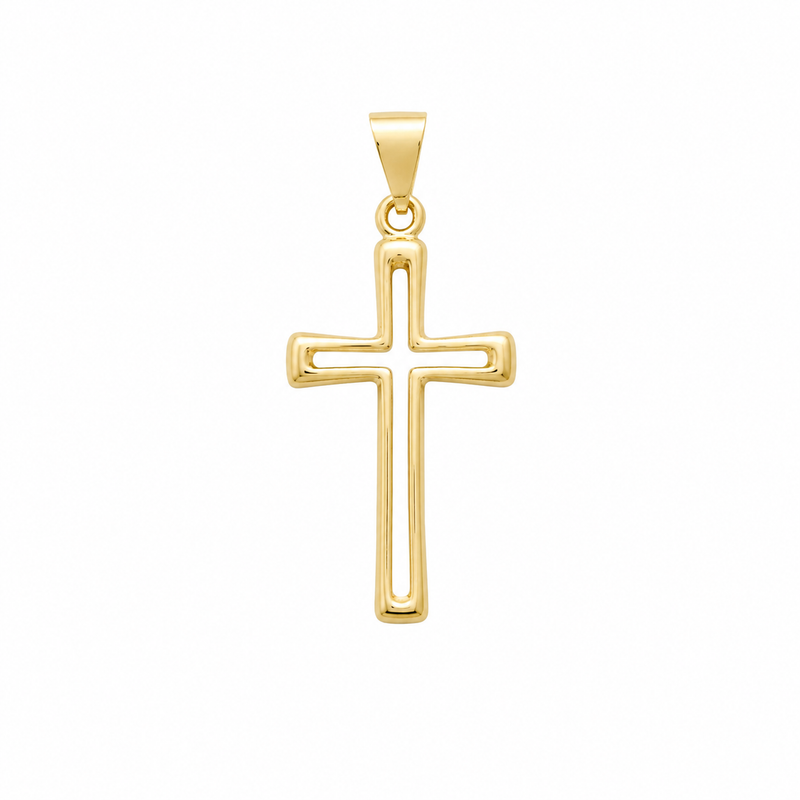 Pingente Religioso Crucifixo Vazado Ouro 18k