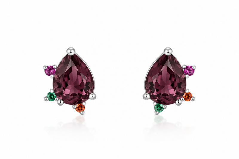 Brinco Gota Violeta Prata 925