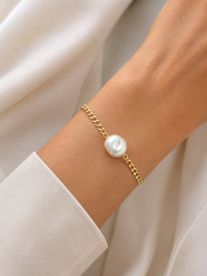 Pulseira Groumet com Pérola Ouro 18k