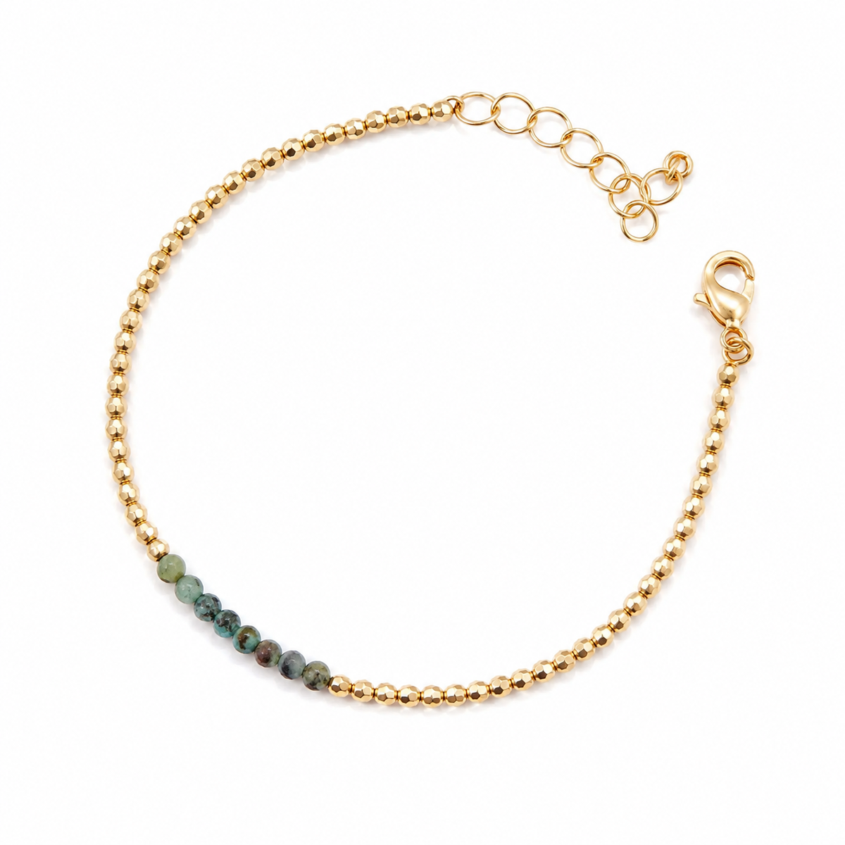 Pulseira Bolinha com Pedra Natural Ouro 18k
