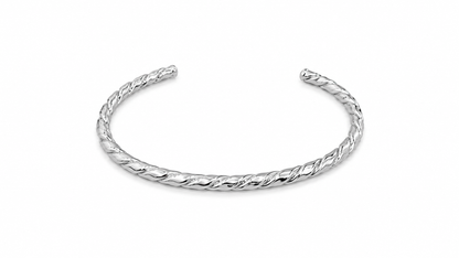 Bracelete Trabalhado Torcido Ródio Branco