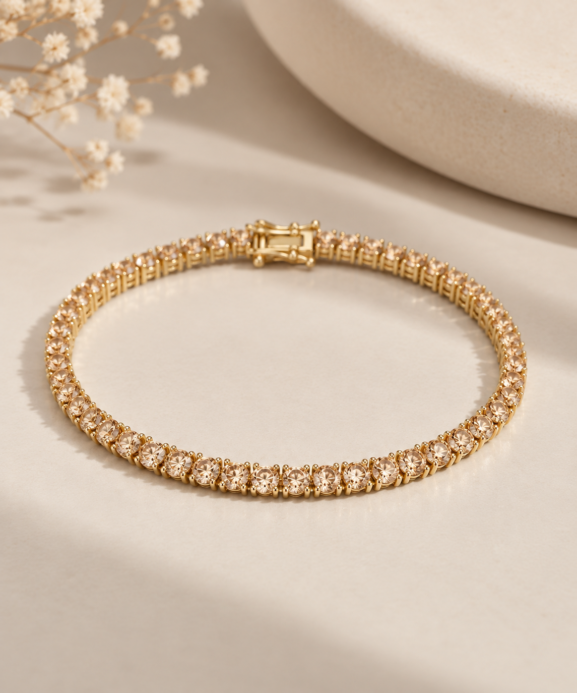 Pulseira Riviera Três Pontas Champagne Ouro 18k