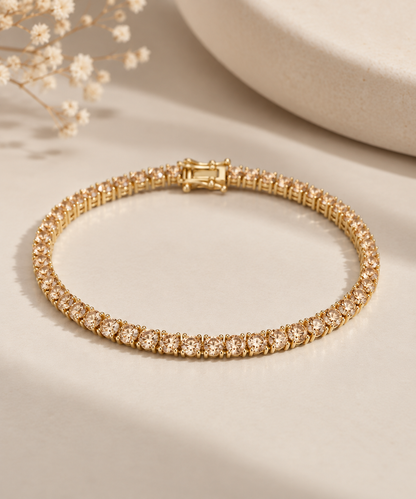 Pulseira Riviera Três Pontas Champagne Ouro 18k