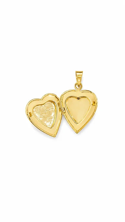 Pingente Relicário Coração Ramificados Ouro 18k