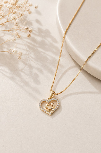 Colar Mãe e Filho Delicado Cravejado Ouro 18k