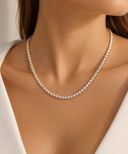 Colar Riviera Três Pontas Cristal Ouro 18k