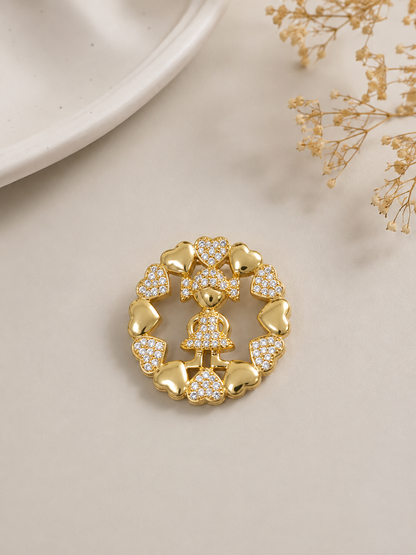 Pingente Mandala Cravejada Menina Ouro 18k
