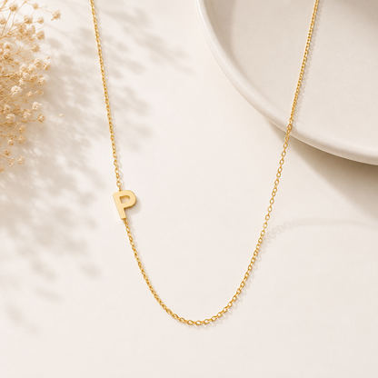 Colar Letra P Personalizado Folheado em Ouro 18K