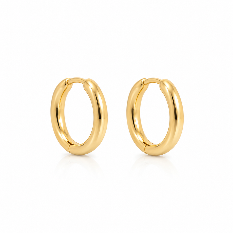 Brinco Argola Lisa Click Média Ouro 18k