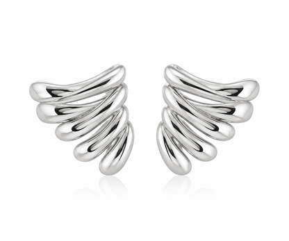 Brinco Leque Ear Hook Ródio Branco