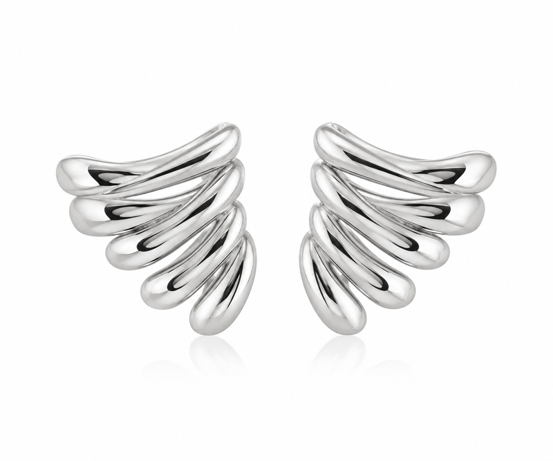 Brinco Leque Ear Hook Ródio Branco
