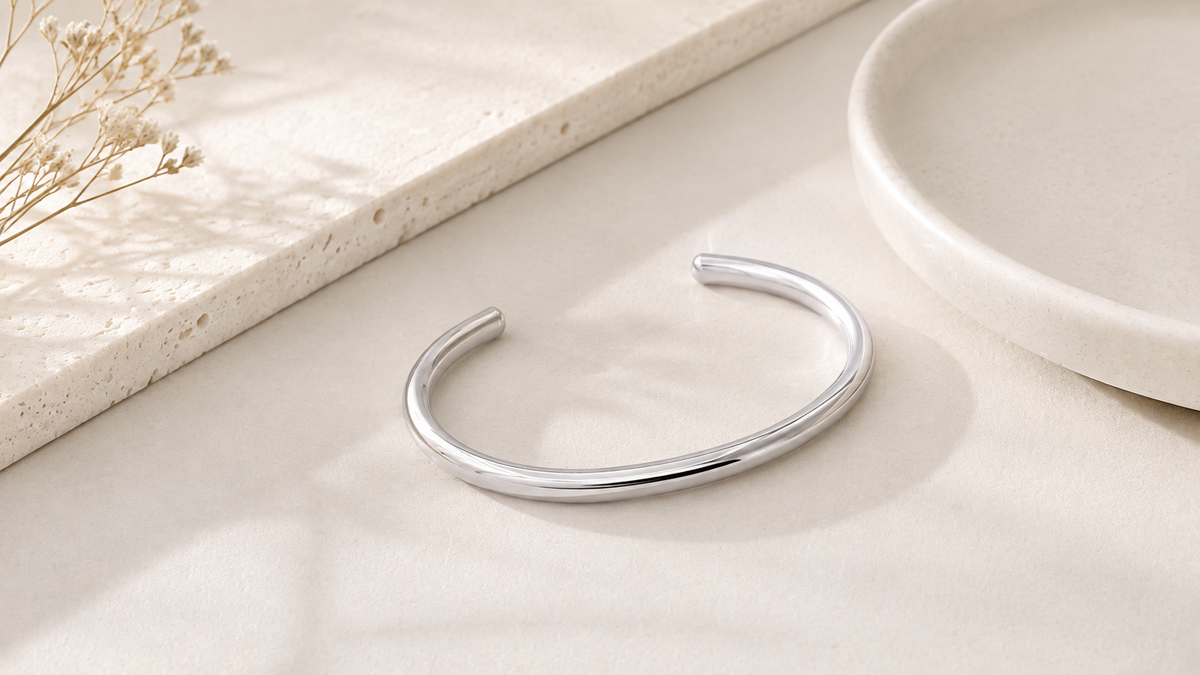 Bracelete Liso 3mm Arredondado Ródio Branco