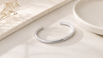Bracelete Liso 3mm Arredondado Ródio Branco
