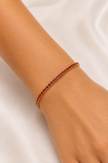 Pulseira Riviera Rubi 2mm Ouro 18k