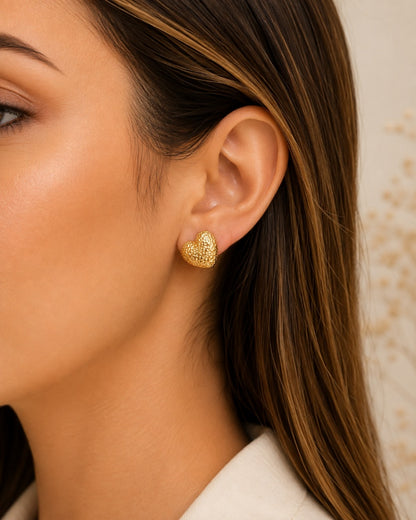 Brinco Coração Orgânico Pipoca MontClair Ouro 18k
