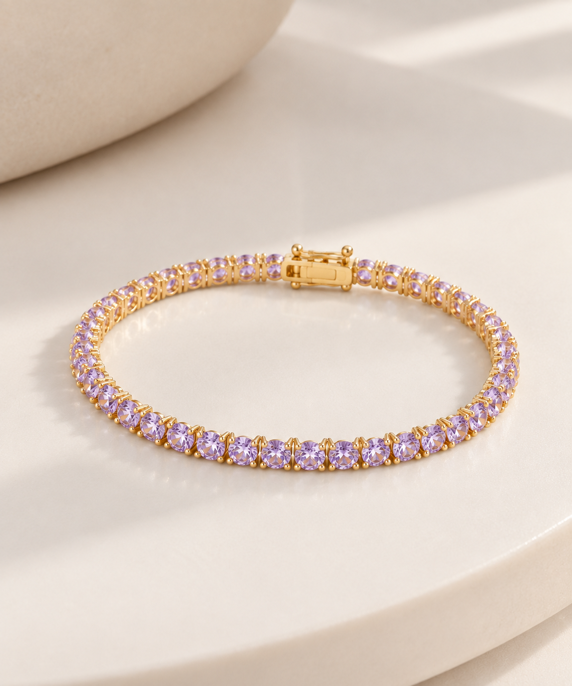 Pulseira Riviera Três Pontas Lilás Ouro 18k