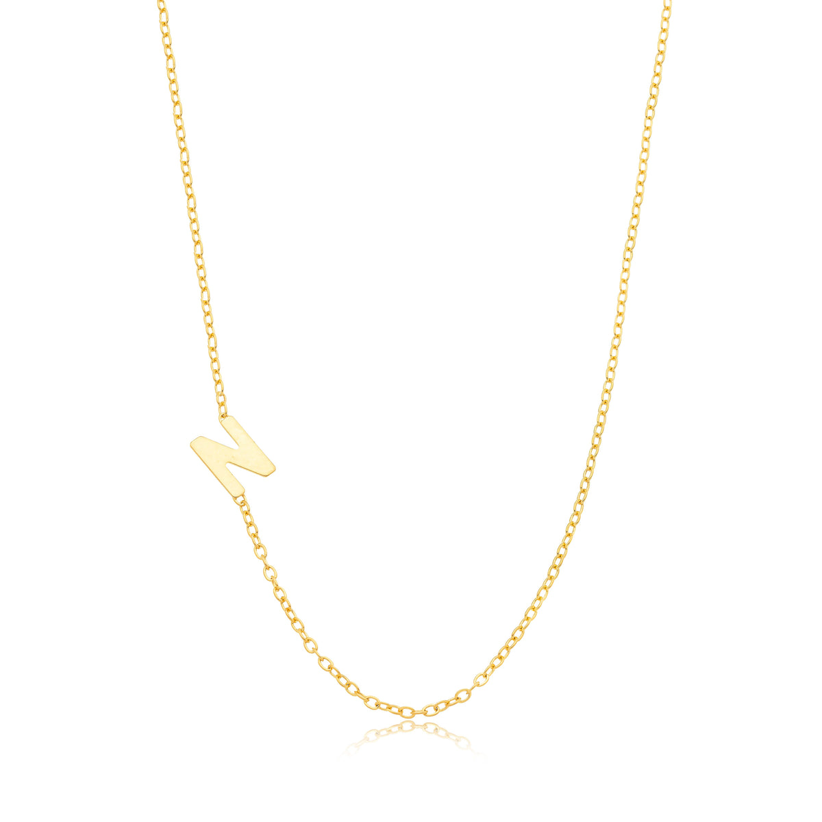 Colar Letra N Personalizado Folheado em Ouro 18K