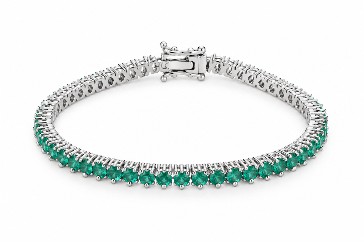 Pulseira Riviera Três Pontas Turquesa Ródio Branco