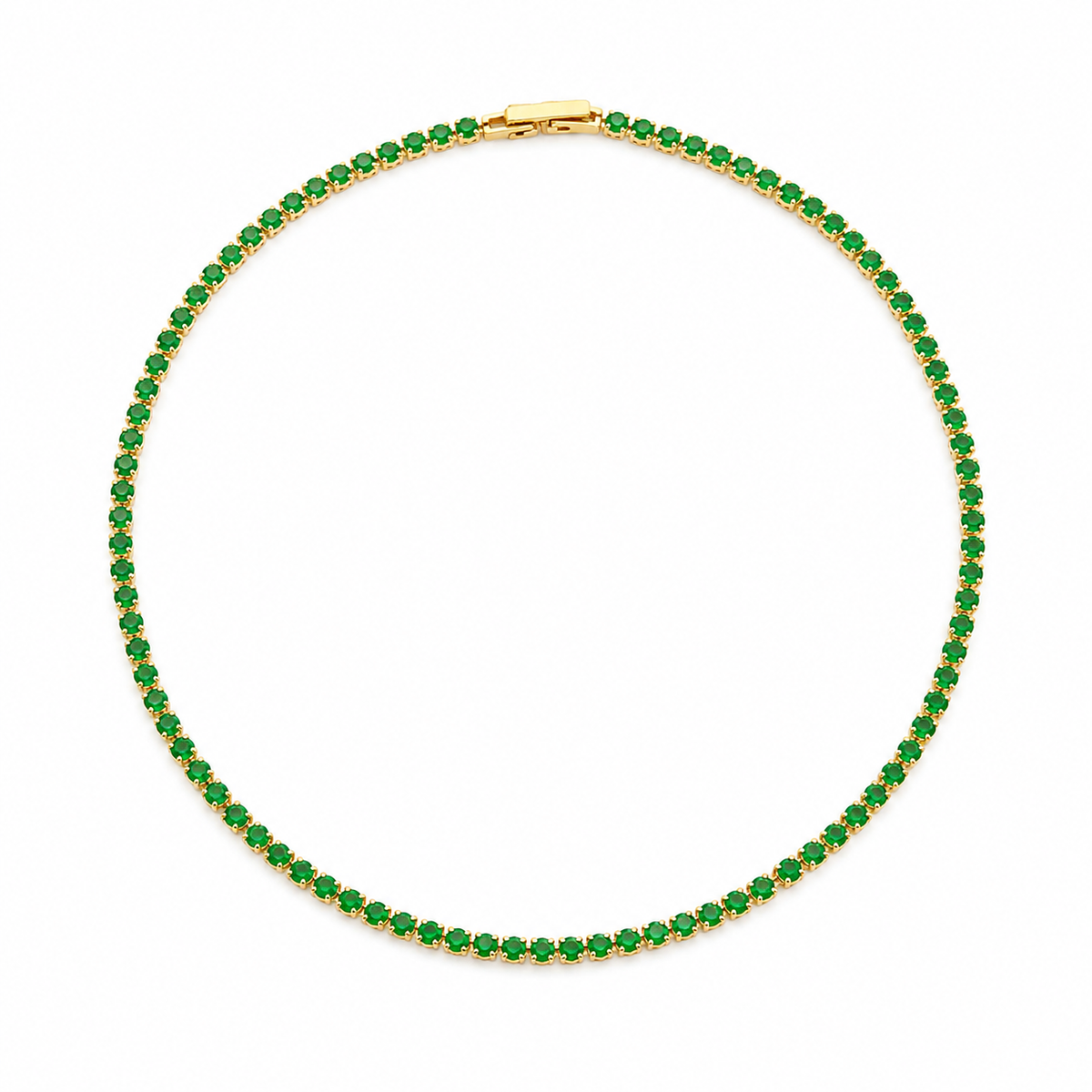 Colar Riviera Esmeralda 2mm Ouro 18k