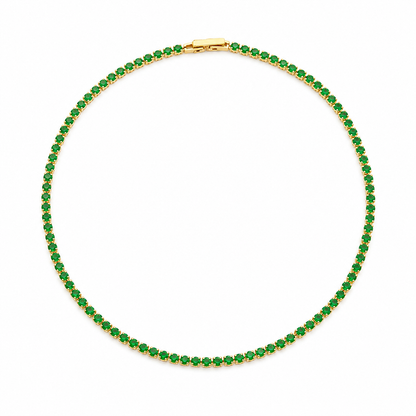 Colar Riviera Esmeralda 2mm Ouro 18k