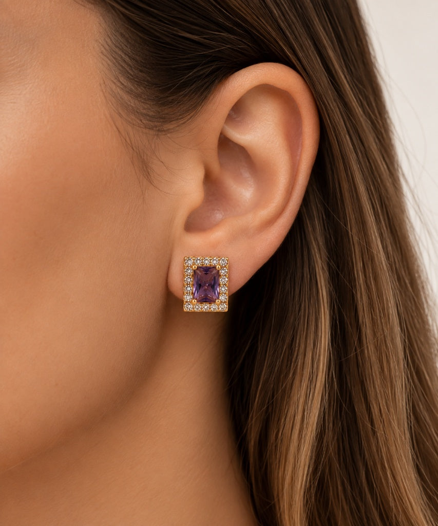 Scarlat SKU 15348 foto 3 | Brinco Diamond Tears Quadrado Ouro 18k