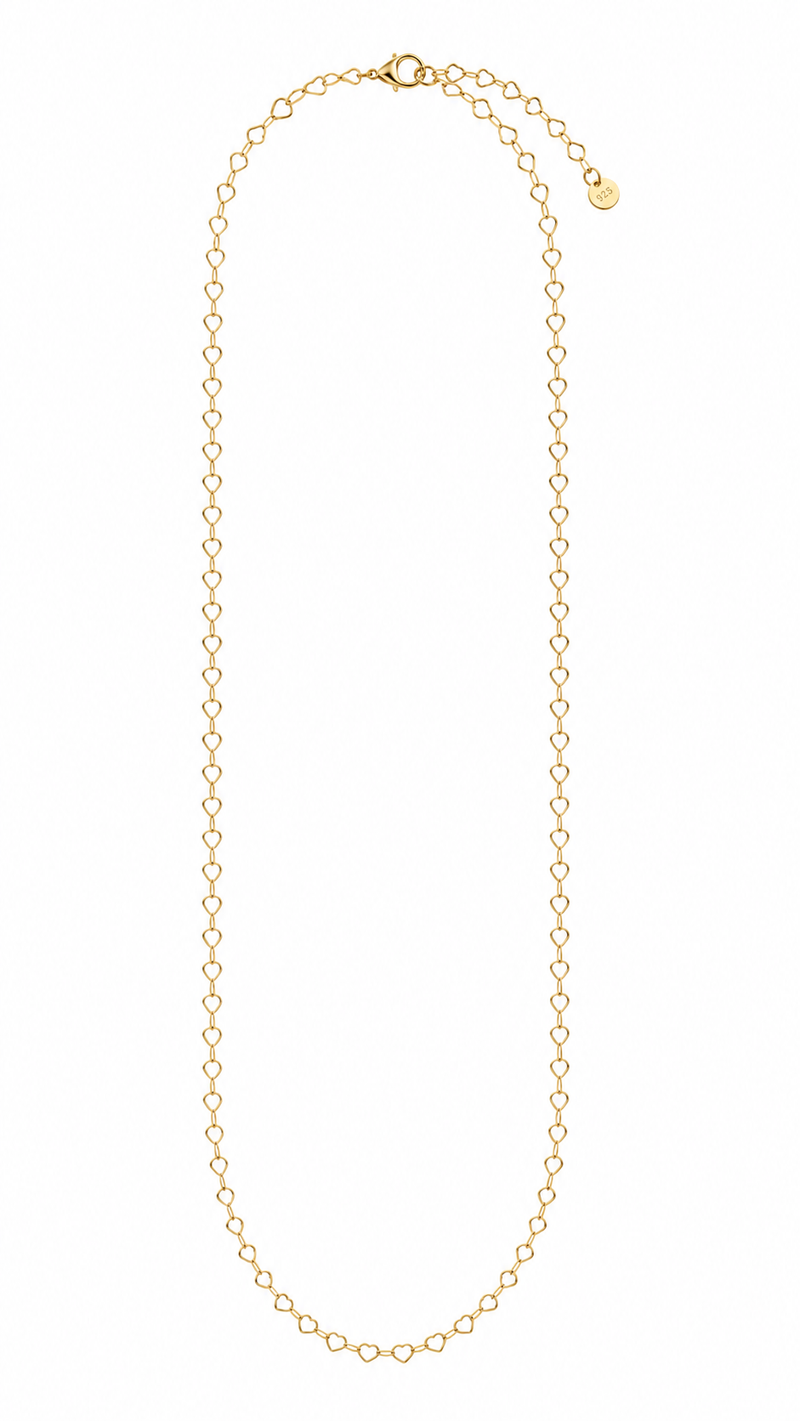 Colar Mini Corações Vazados Ouro 18k