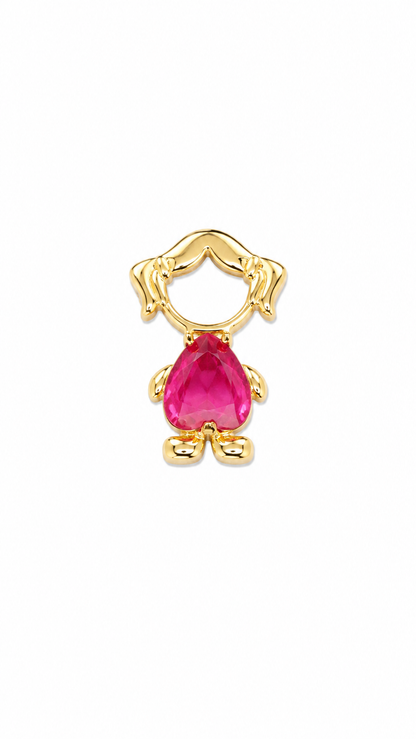 Pingente Filha Barriguinha Pink Ouro 18k