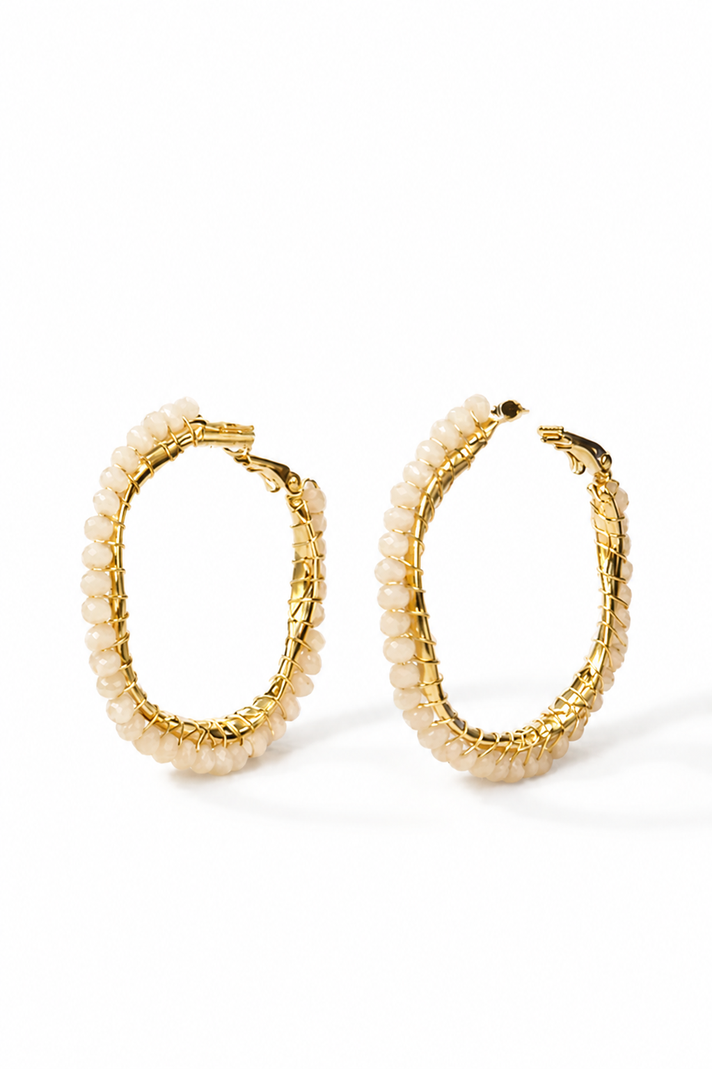 Scarlat SKU 15244 foto 1 | Brinco Argola Pedra Natural ouro 18k