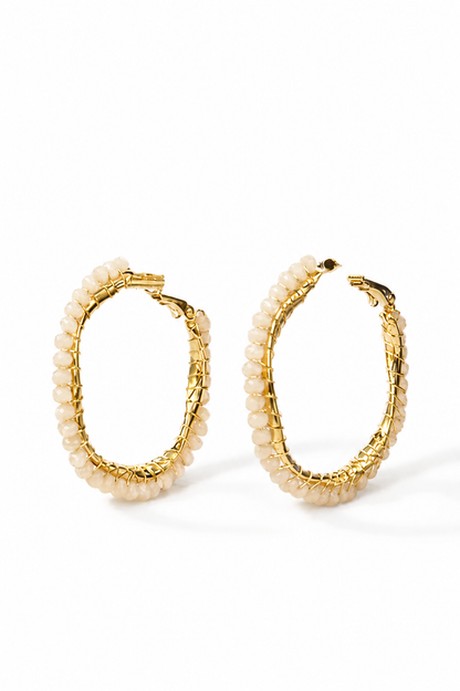 Scarlat SKU 15244 foto 1 | Brinco Argola Pedra Natural ouro 18k