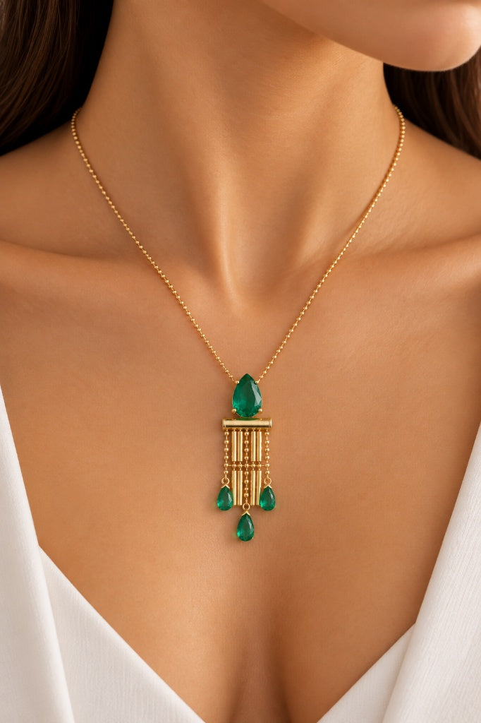 Scarlat SKU 15267 foto 3 | Colar Bolinhas com Gota em Zircônia Ouro 18k