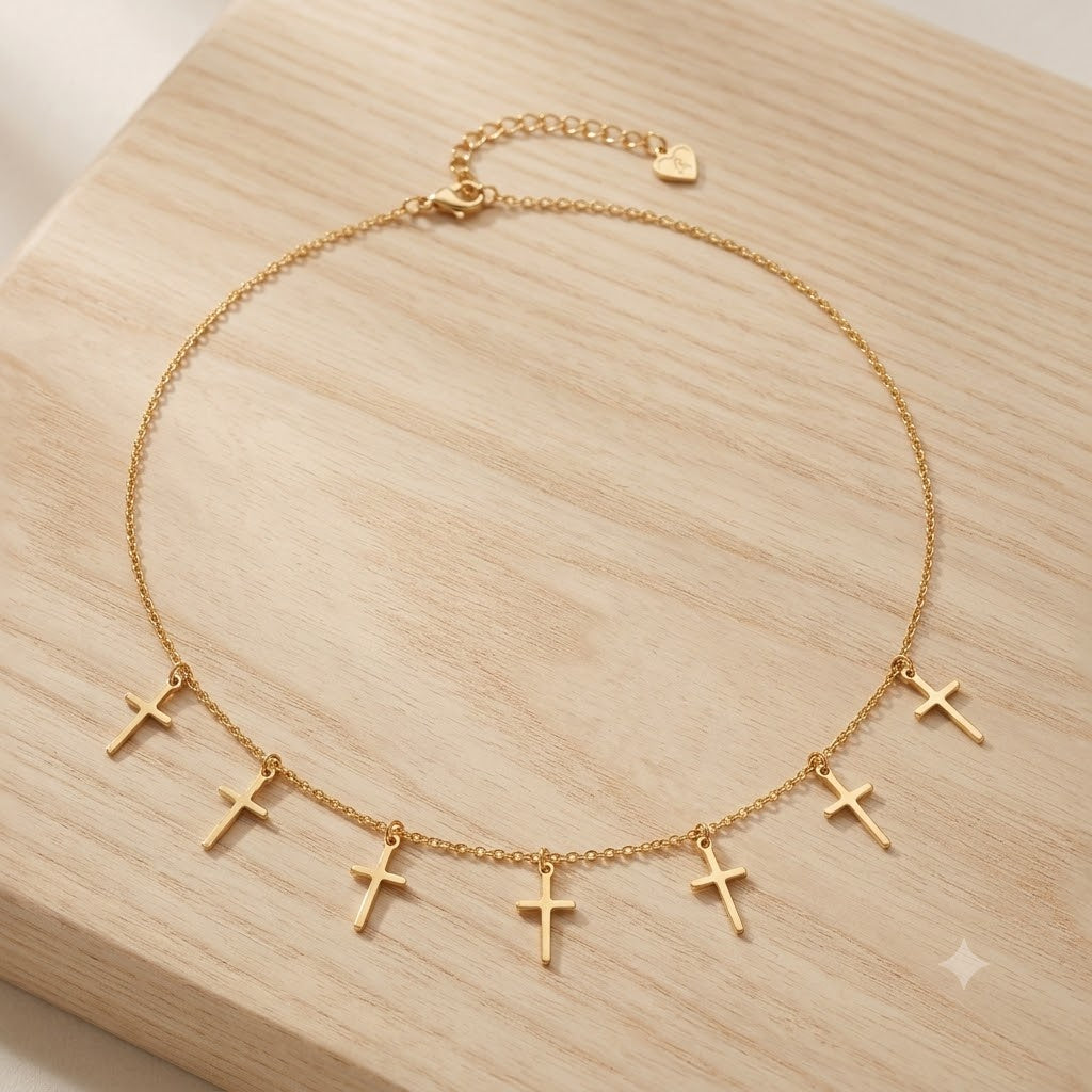 Choker Cartier com Cruz Ouro 18k