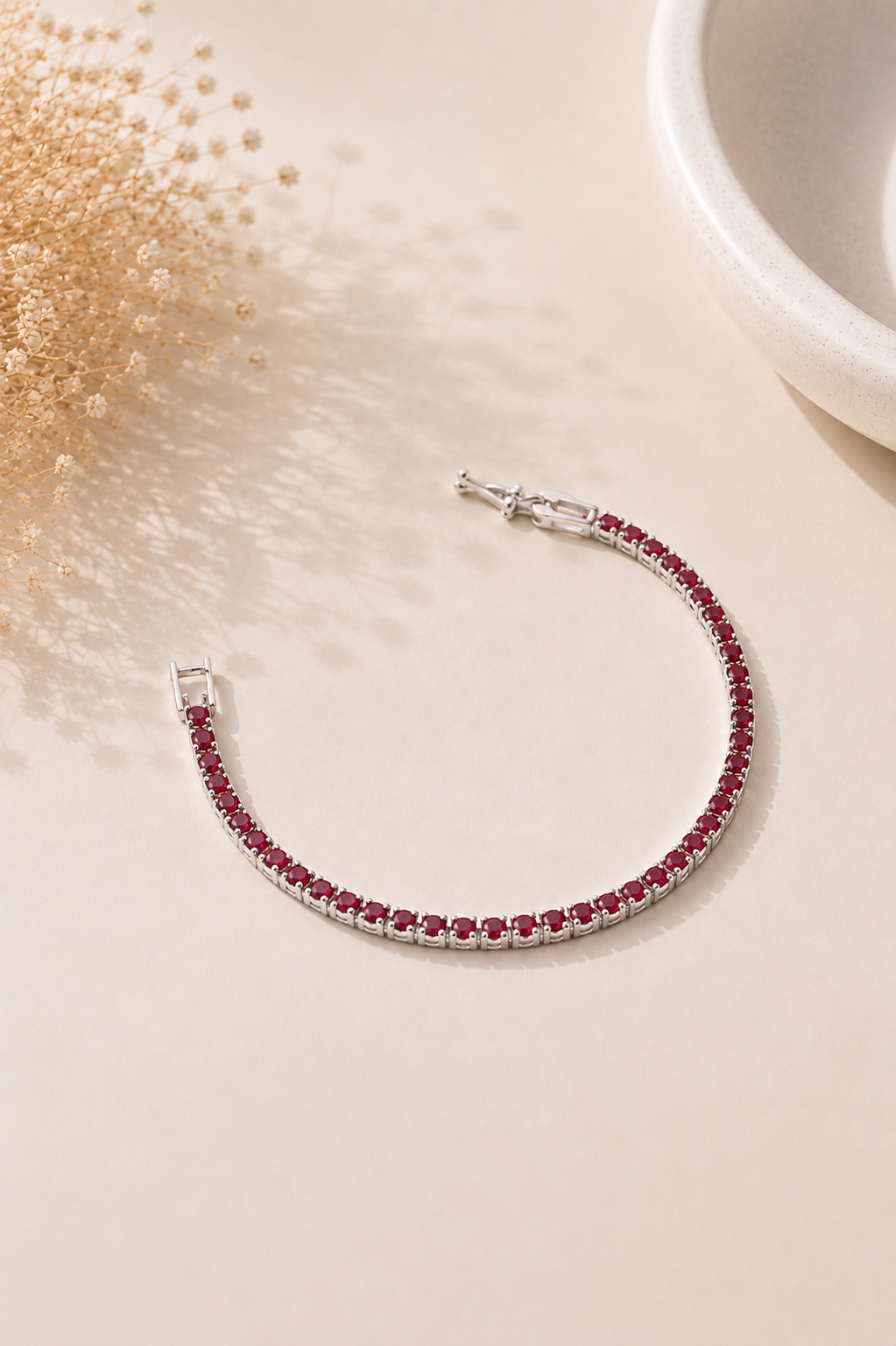 Pulseira Riviera Rubi 2mm Ródio Branco