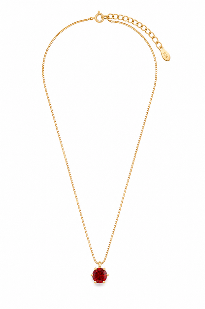 Colar Ponto de Luz Zircônia Rubi Ouro 18k