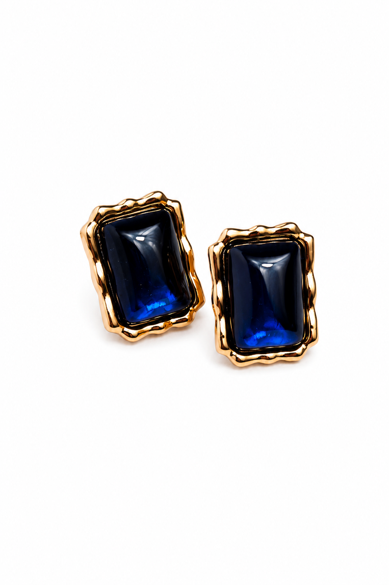Brinco Rubra Safira Azul Ouro 18k